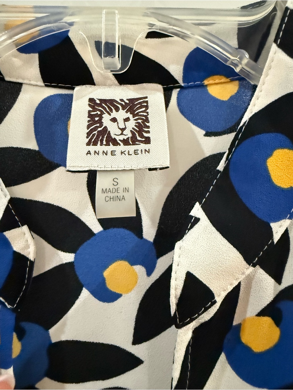 Anne Klein Sleeveless Wrap Midi Dress in White, Black & Blue with Yellow Accents - Picture 3 of 5